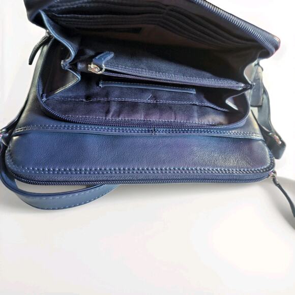 Ili Purse Genuine Leather Crossbody Purse Shoulder Bag Blue Travel RFID Classic - Picture 7 of 8